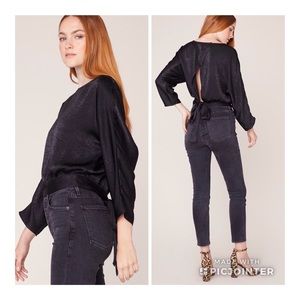 Somewhere to be satin top with tie back